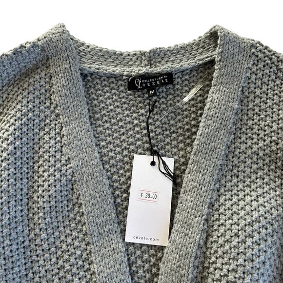 Cezele Boutique Women’s Gray Oversized Knit Open Front Cardigan Size Medium NWT - Picture 3 of 11